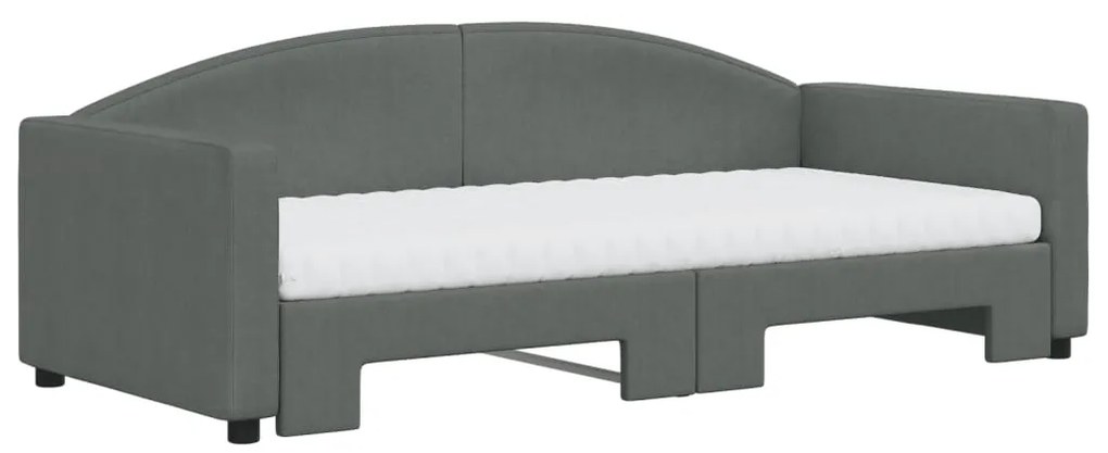 Sofá-cama c/ gavetão e colchões 90x190cm tecido cinzento-escuro
