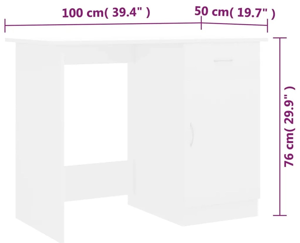 Secretária 100x50x76 cm derivados de madeira branco