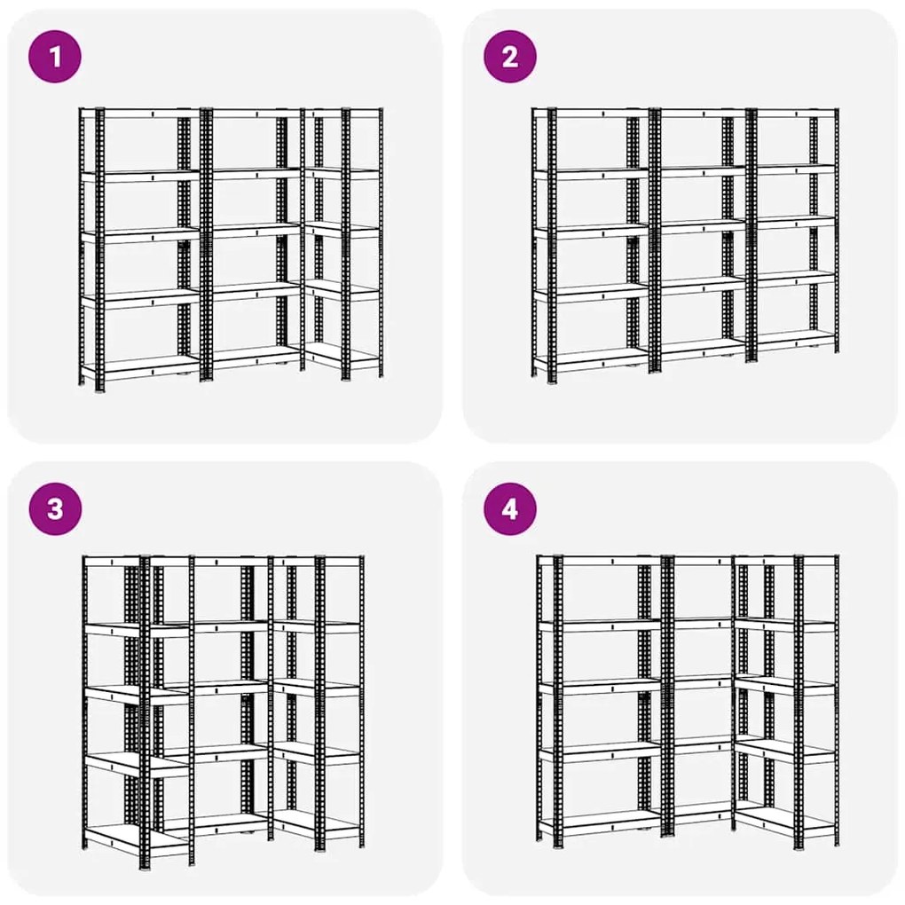 Prateleiras de armazenamento de 5 camadas 3 pcs aço antracite