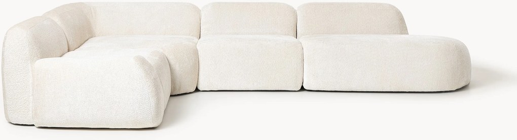 Sofá de canto modular XL em teddy-bouclé com chaise longue Wolke (4 lugares)