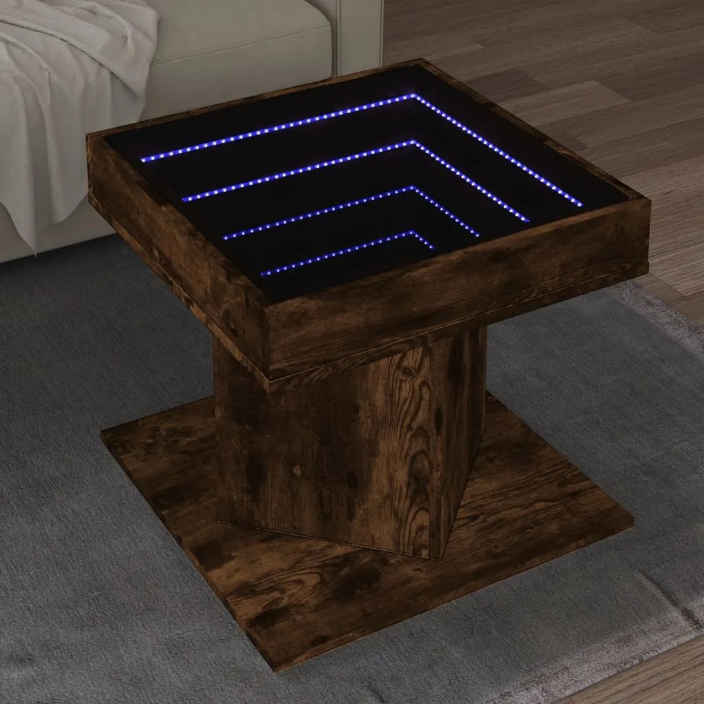 Mesa de centro c/ LEDs 50x50x45 madeira processada