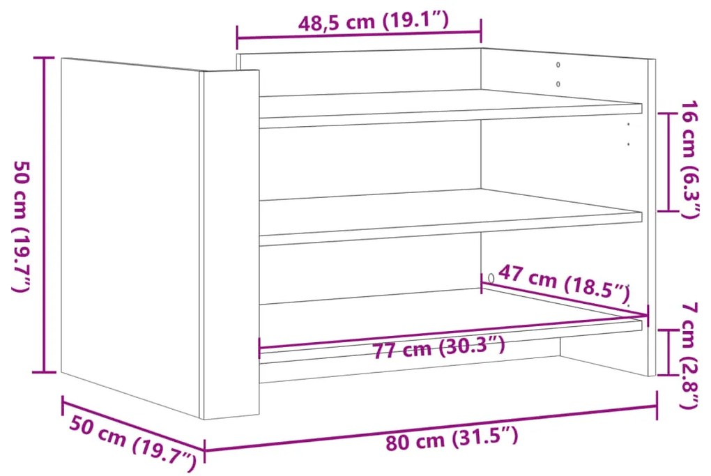 Mesa de centro 80x50x50 cm derivados de madeira branco