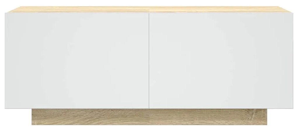 Móvel de TV 100x35x40 cm contraplacado branco e carvalho sonoma