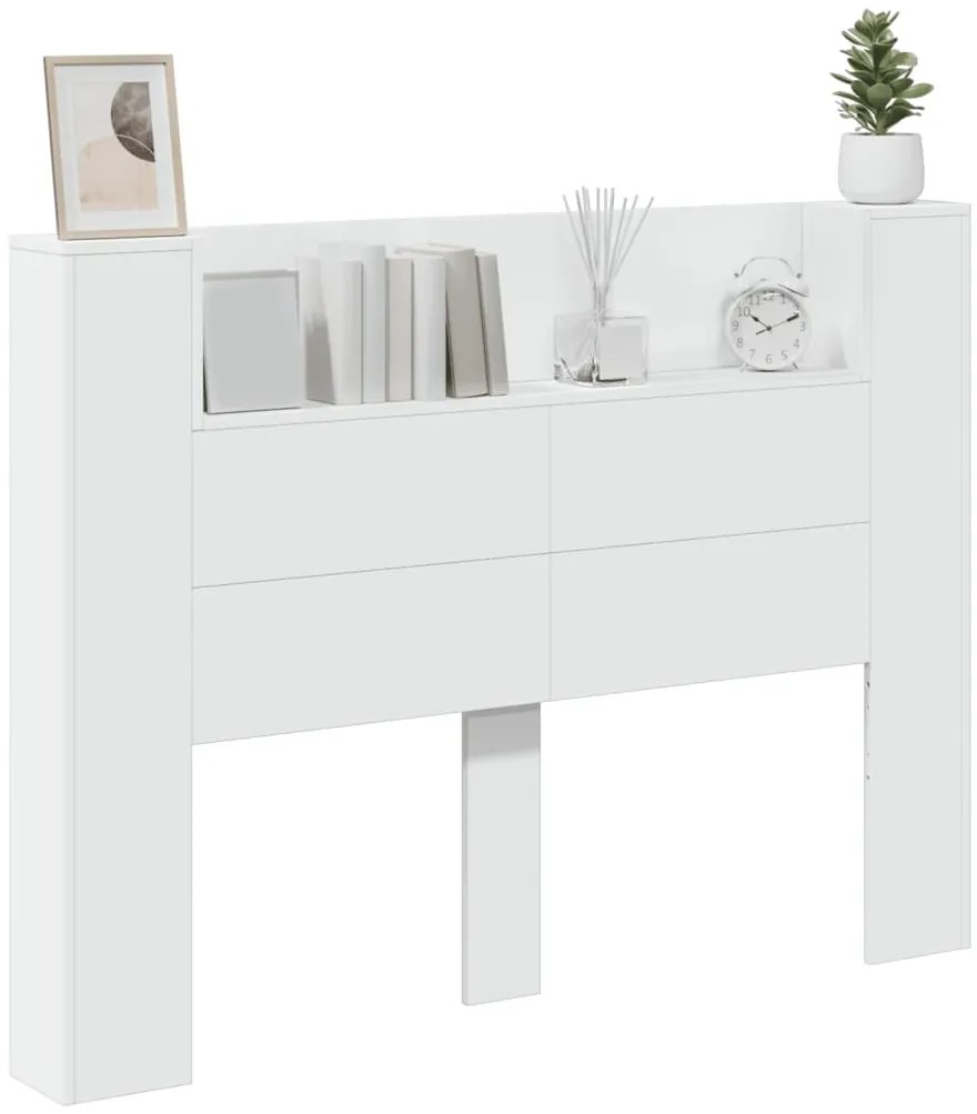 Armário de cabeceira com luzes LED 140x16,5x103,5 cm branco