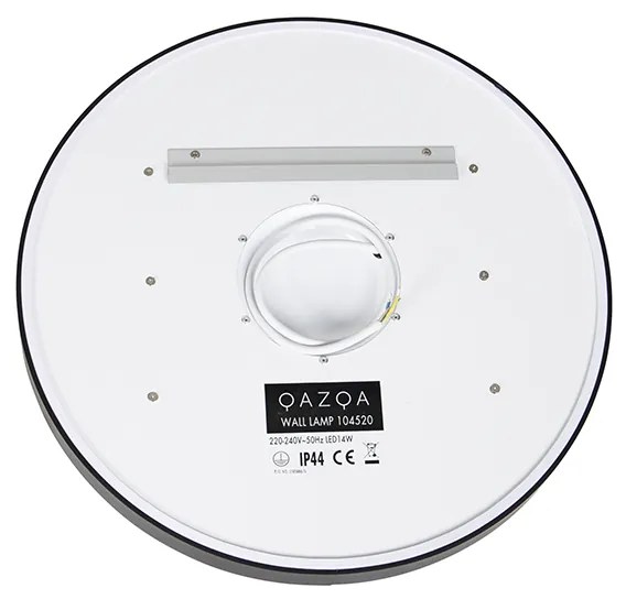 Espelho de casa de banho preto 50 cm com LED regulável em 3 níveis com toque redondo - Miral