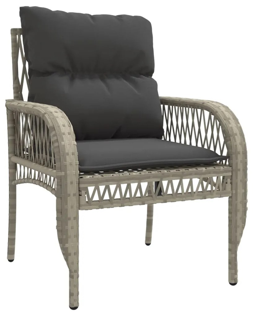 4 pcs conj. sofás jardim c/ almofadões vime PE cinzento-claro
