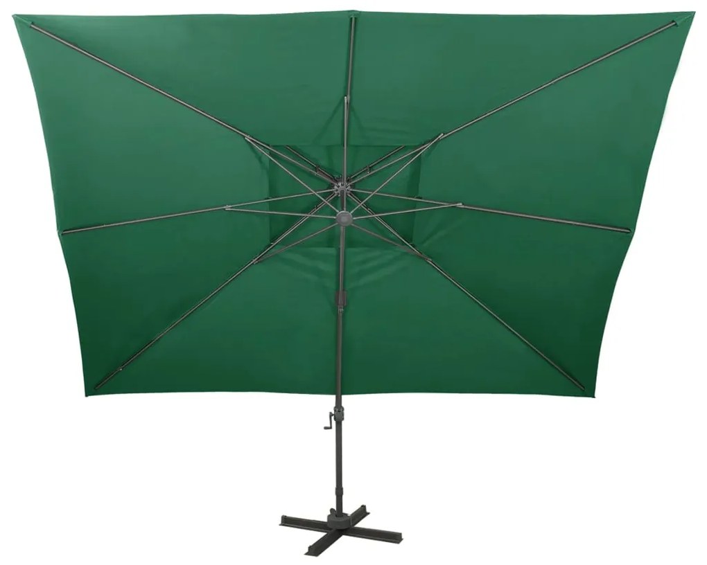 Guarda-sol cantilever com toldo duplo 400x300 cm verde