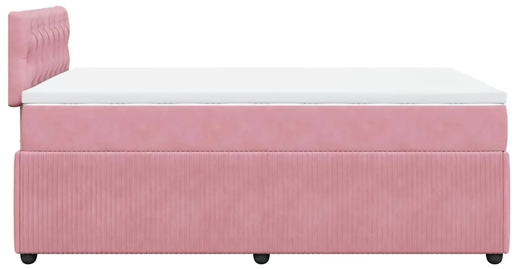 Cama boxspring com colchão 120x200 cm veludo rosa