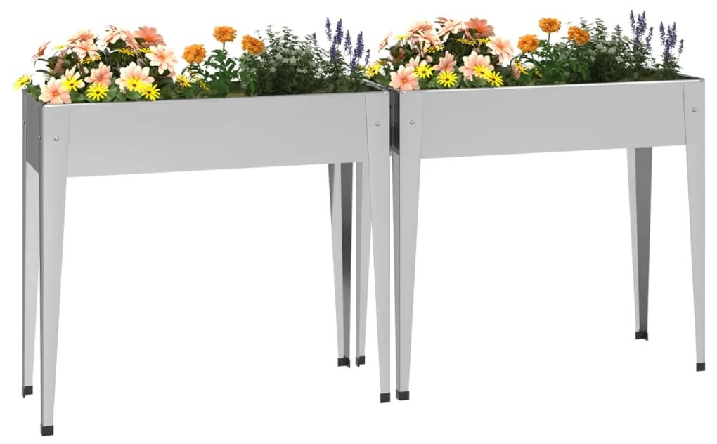 Vasos/floreiras de jardim 2 pcs aço galvanizado