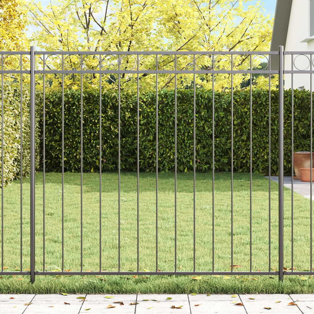 Painel de Cerca vidaXL Cinza 1,7x1,2 m em Aço