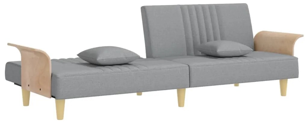 Sofá-cama com apoio de braços tecido cinzento-claro