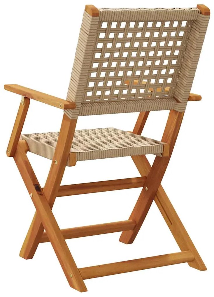 Cadeiras de jardim dobráveis 4 pcs vime PE/madeira maciça bege
