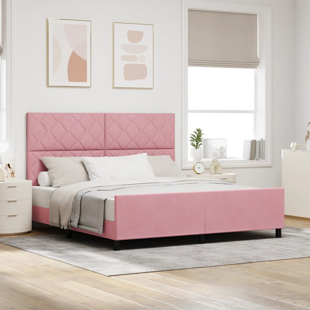 Cama vidaXL Rosa 180x200 cm Veludo