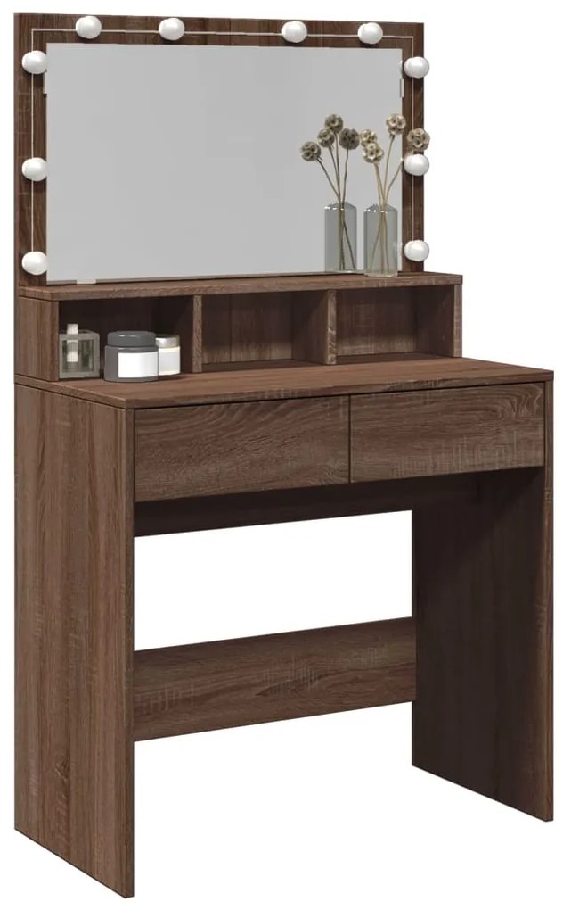 Toucador com LED 80x41x134,5 cm carvalho castanho