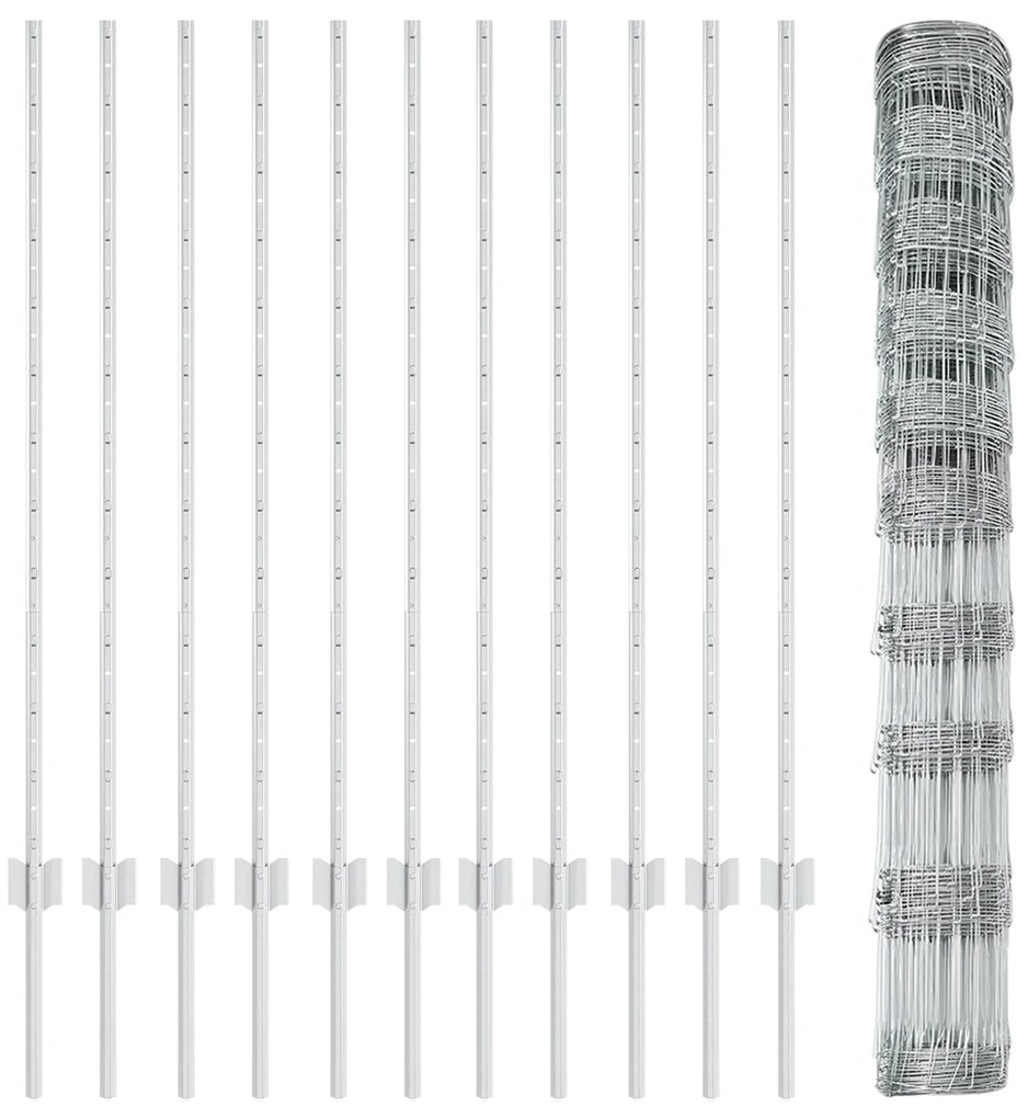 Postes de Cerca vidaXL 22 pcs U-Channel 120 cm Aço Galvanizado, Cerca
