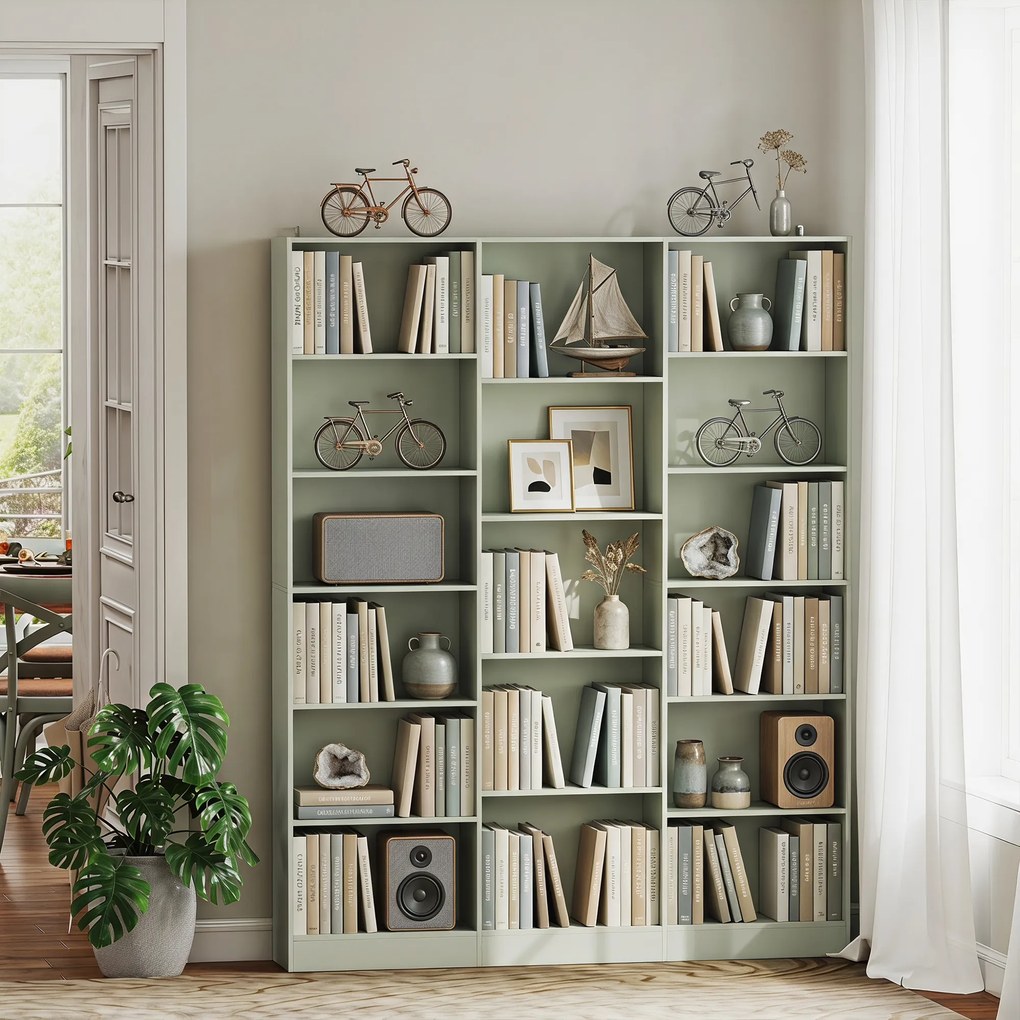 Estantes para Livros, 149 x 23,6 x 188 cm, 17 Compartimentos, Verde