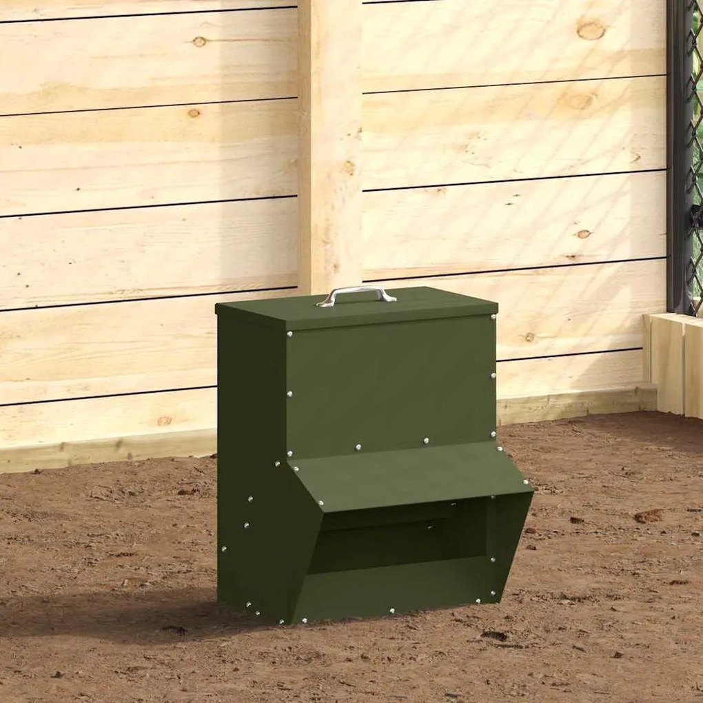vidaXL Comedouro para galinha Verde Oliva 20 x 25 x 35 cm