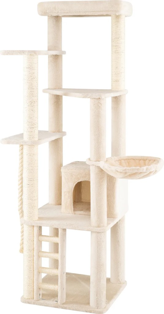 Árvore para Gatos de 5 Níveis, 71 x 71 x 194 cm, Para Vários Gatos, Bege