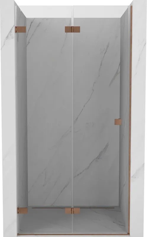 Mexen Lunar-F porta de chuveiro dobrável esquerda 85 cm, transparente, cobre escovado - 836-085-000-65-00-L