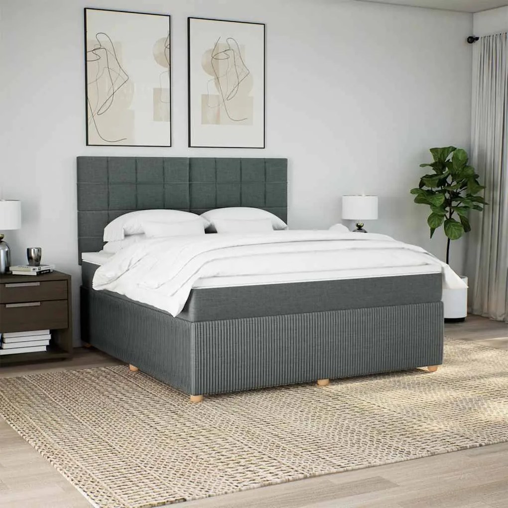 Cama com molas/colchão 180x200 cm tecido cinzento-escuro