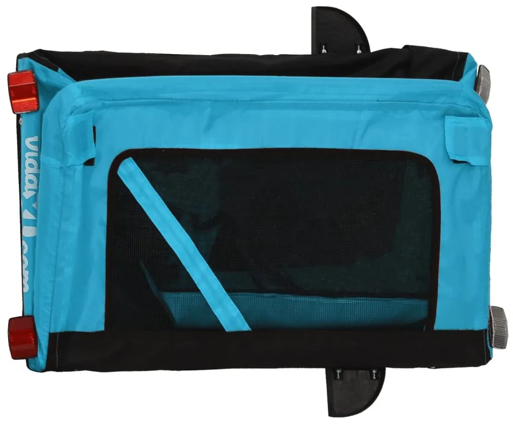 Reboque de bicicleta p/ animais tecido oxford/ferro azul/preto
