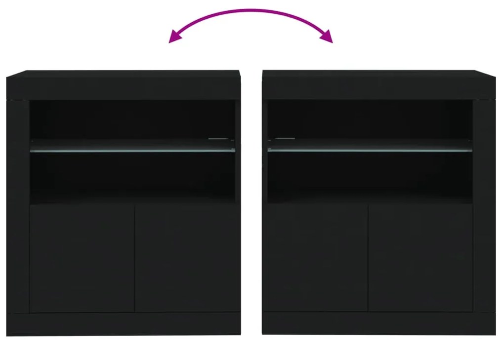 Aparador com luzes LED 60,5x37x67 cm preto
