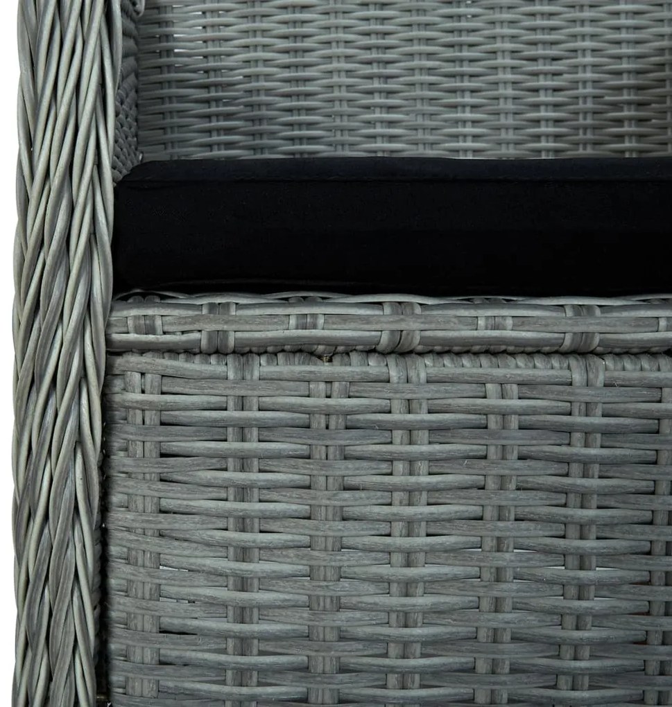 9 pcs conj. jantar exterior + almofadões vime PE cinzento-claro