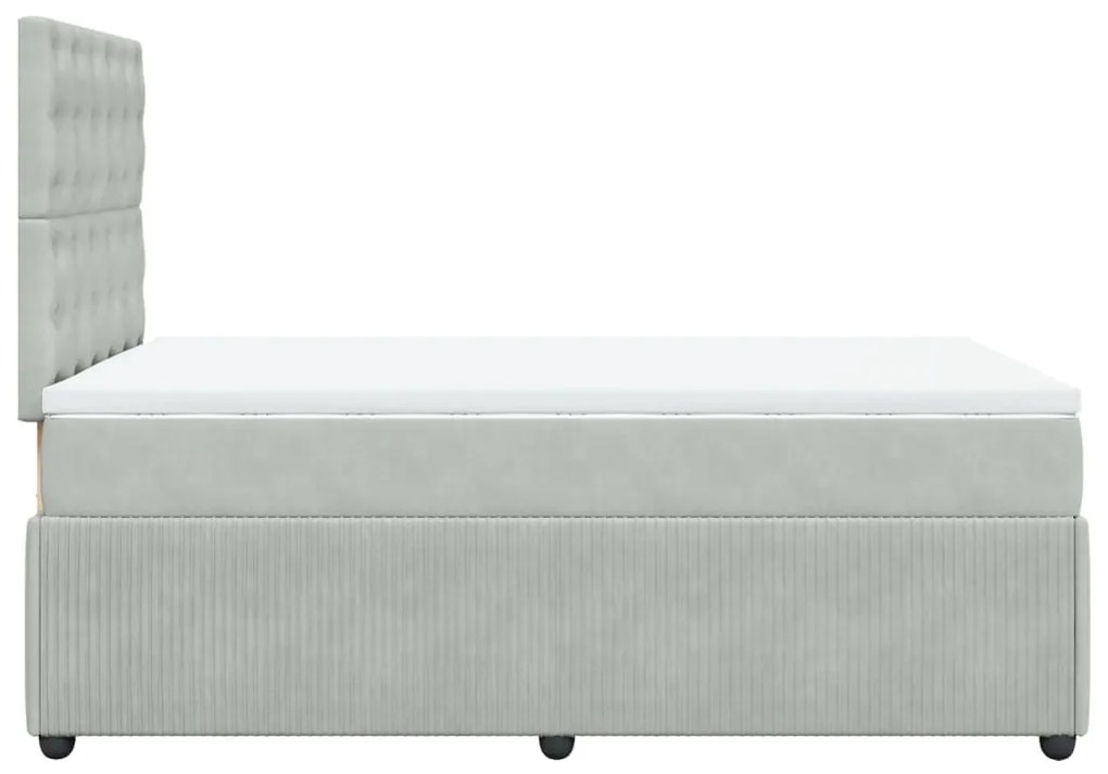 Cama boxspring com colchão 120x190 cm veludo cinzento-claro