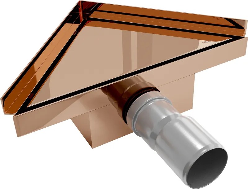 Mexen Flat-T Ralo de piso triangular M13 20 x 20 cm, ouro rosa - 1610320
