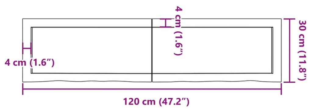 Prateleira de parede 120x30x6 cm carvalho maciço não tratado