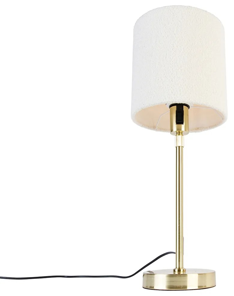 Candeeiro de mesa dourado regulável com abajur branco 20 cm - Parte Design