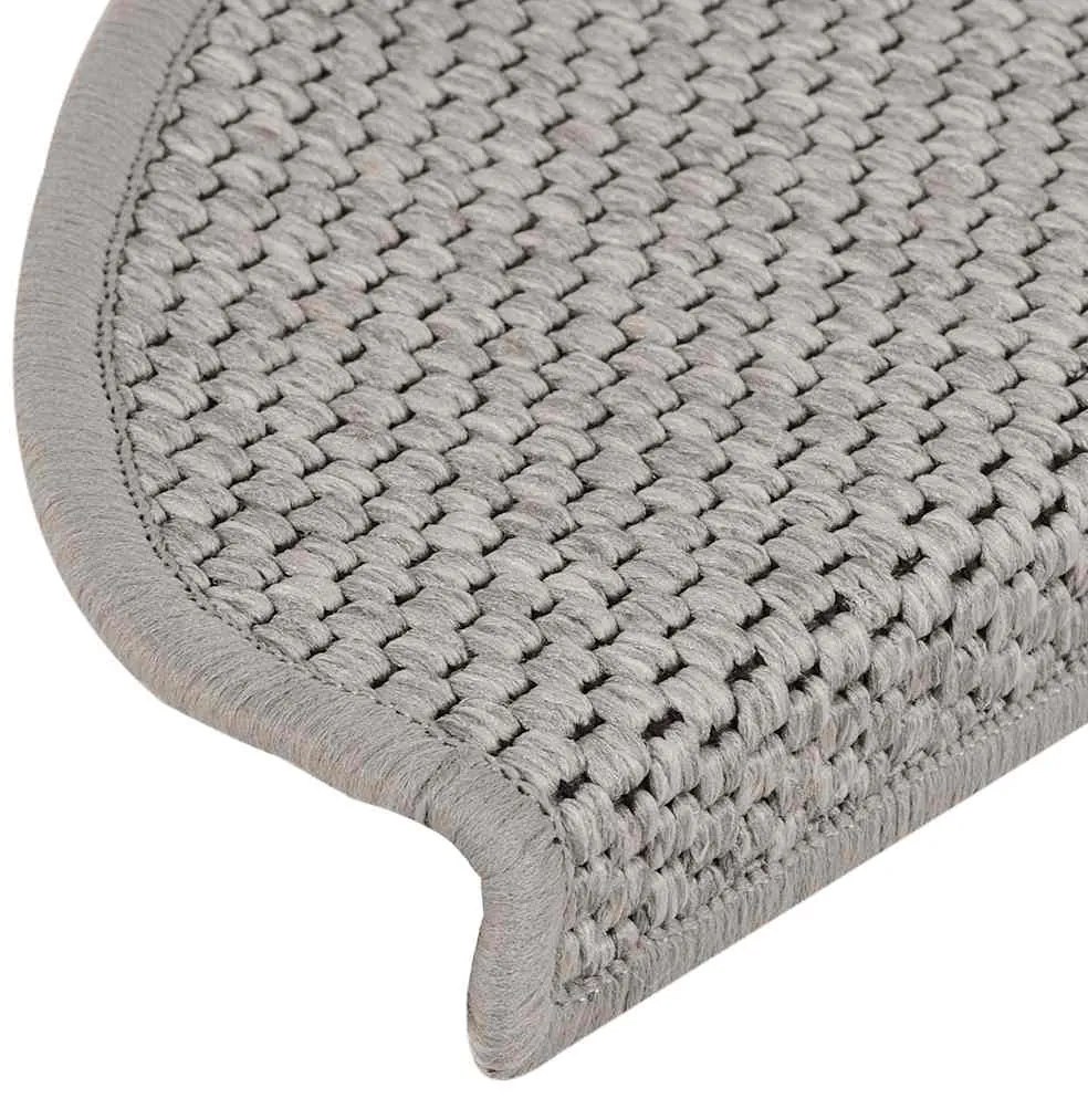 Tapetes escada adesivos aspeto sisal 15pcs 65x21x4 cm prateado