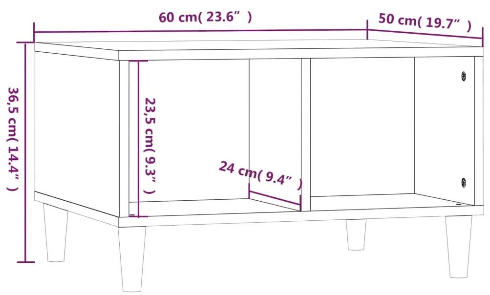 Mesa de centro 60x50x36,5cm derivados madeira carvalho castanho