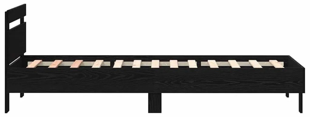 Estrutura de Cama com Luzes LED Carvalho Preto 90x190 cm Madeira Engen