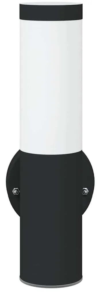 Luz de Parede Externa 2 pcs Aço Inoxidável Preto IP44