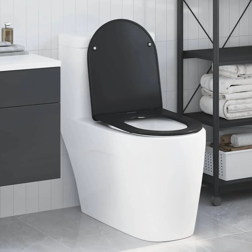 vidaXL Assento de Toilette de Liberação Rápida Preto
