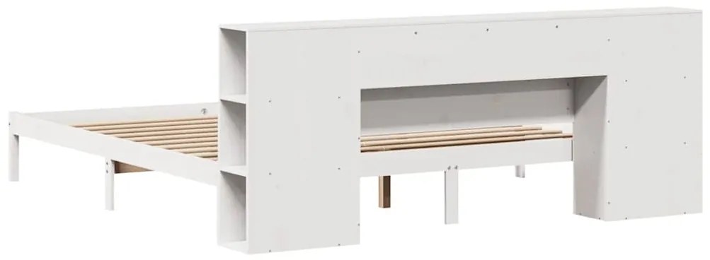 Cama com estante sem colchão 200x200 cm pinho maciço branco