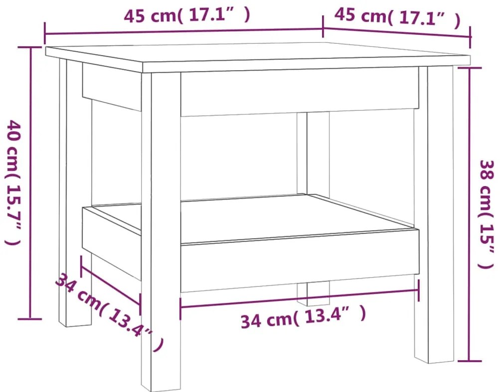 Mesa de centro 45x45x40 cm pinho maciço branco