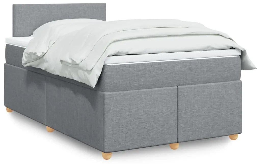 Cama boxspring com colchão 120x190 cm tecido cinzento-claro