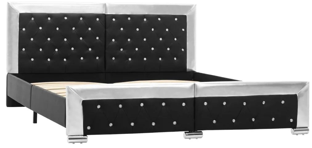 Estrutura de cama 160x200 cm couro artificial preto