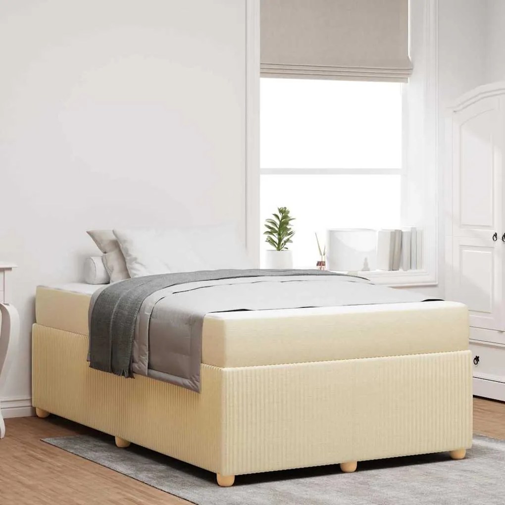 vidaXL Estrutura de cama com colchão Creme 120 x 200 cm tecido