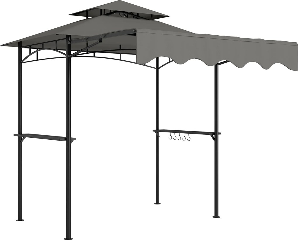 Outsunny Pavilhão de Churrasco 242x149x248 cm resistente à água retardador de chama Pavilhão de jardim com telhado duplo Cinza | Aosom Portugal