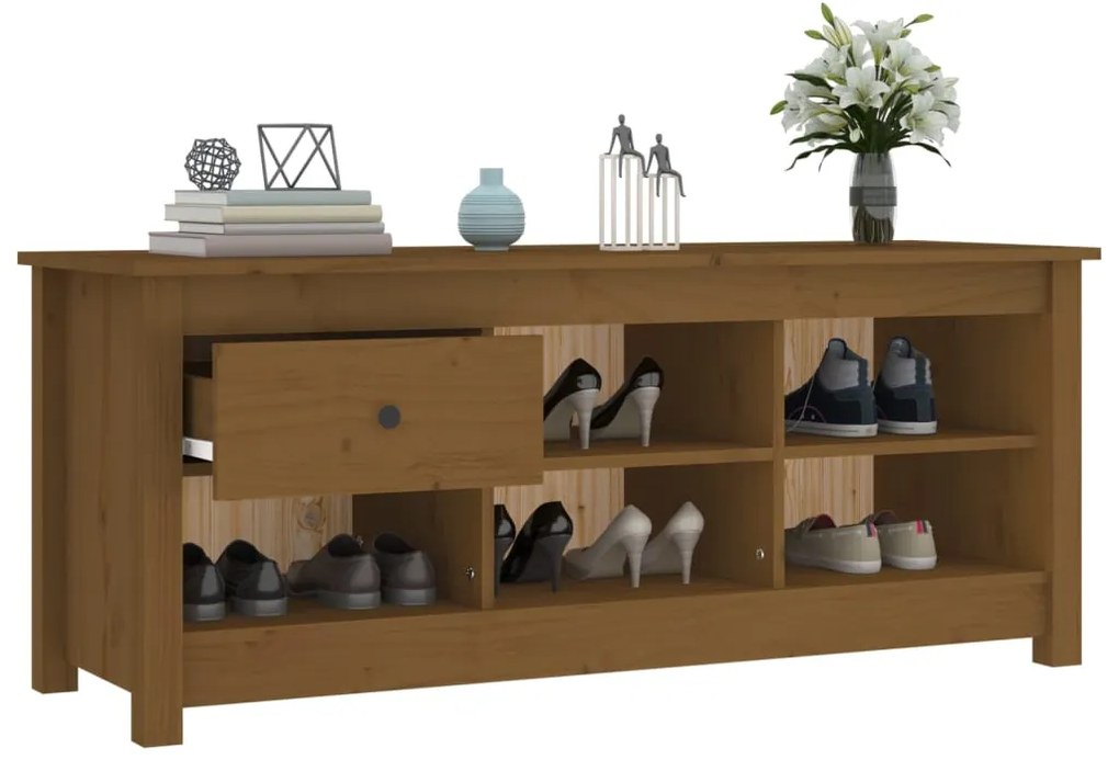 Sapateira 110x38x45,5 cm madeira de pinho maciça castanho mel