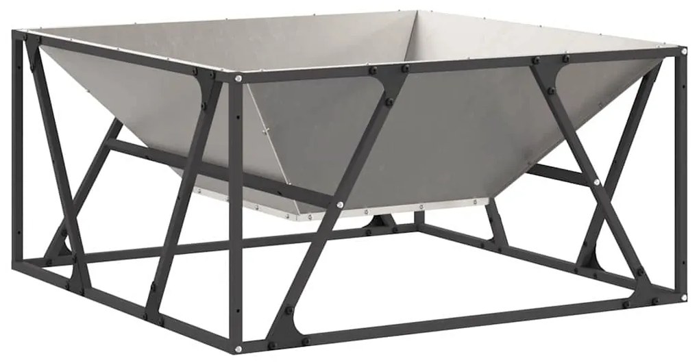 Fogo Pit Quadrado 80x80x40 cm Aço Envelhecido