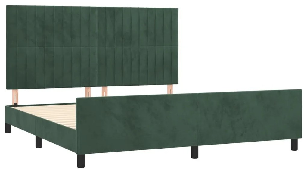 Estrutura de cama sem colchão 160x200 cm veludo verde-escuro