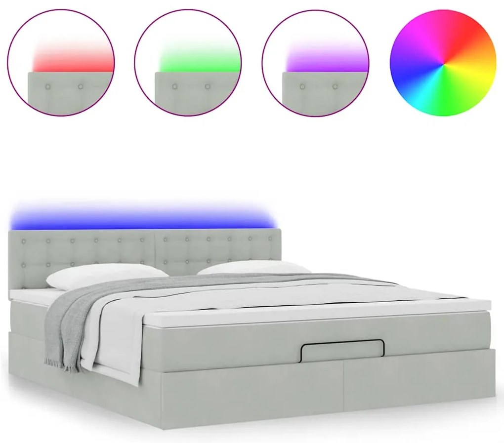 Estrutura de cama otomana com colchão 160x200 cm cinzento claro
