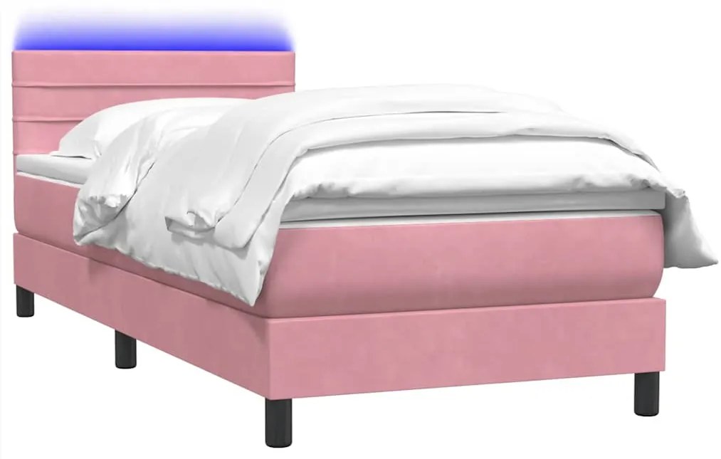 Cama com molas/colchão 100x220 cm veludo Rosa