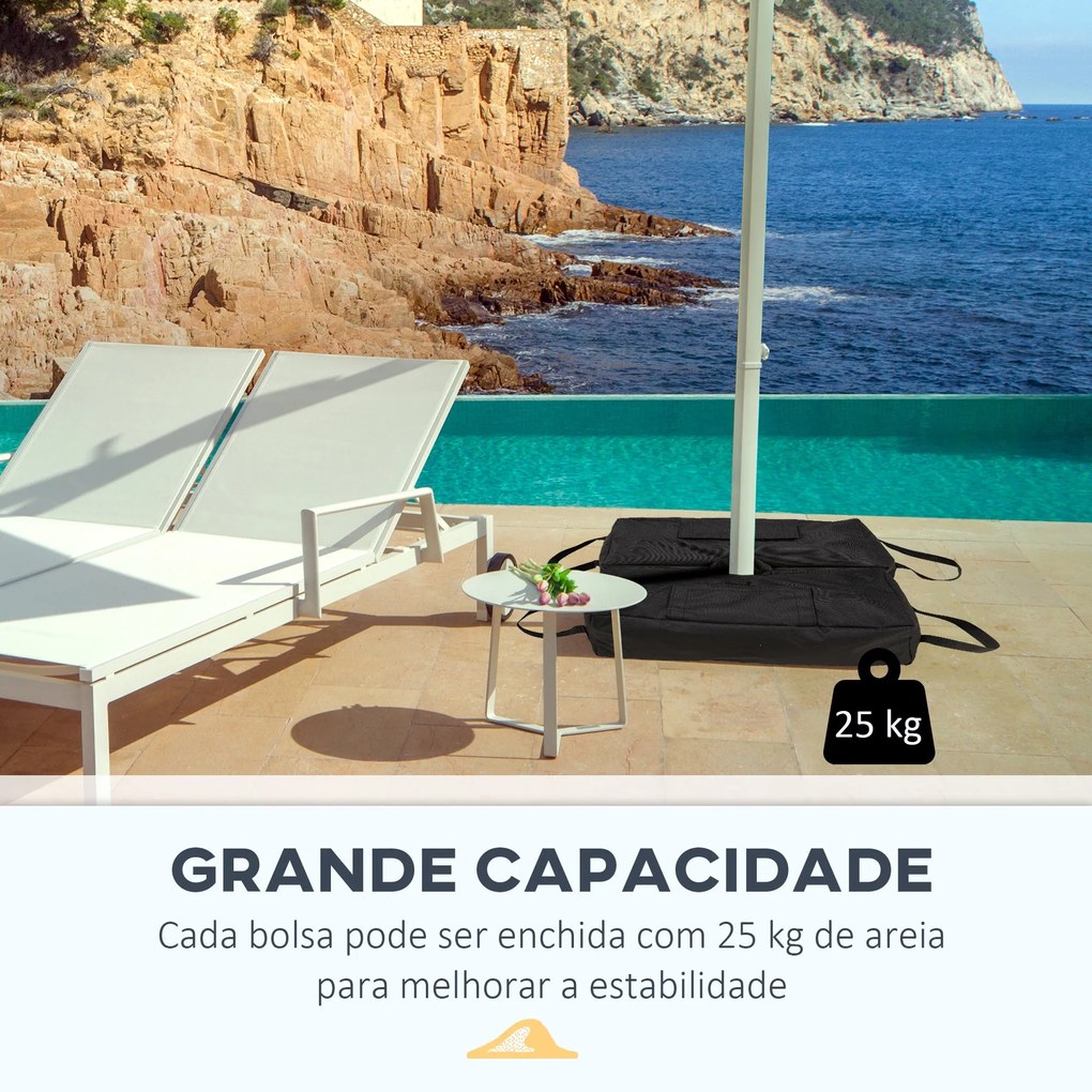 Outsunny Conjunto de 2 Bolsas de Areia para Peso de Chapéu de Sol 50 k