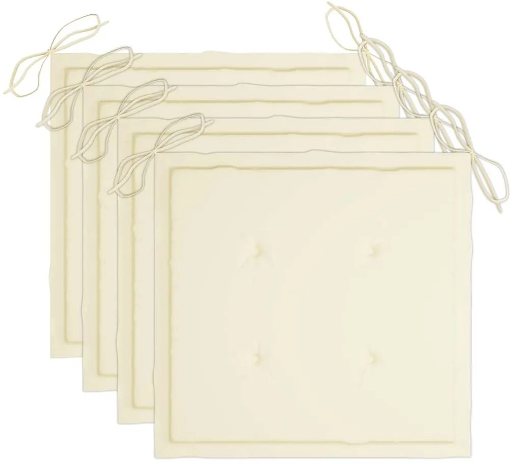 5 pcs conj. de jantar dobrável c/ almofadões p/ exterior bambu
