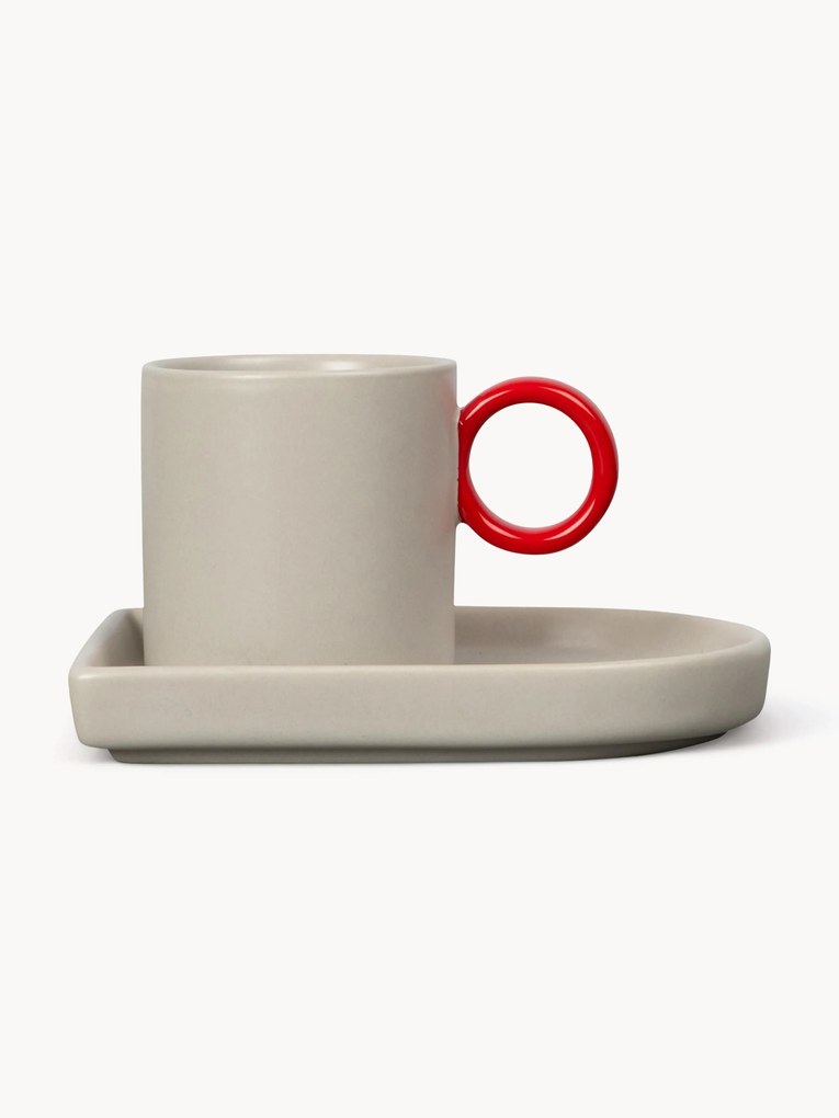 Porcelain Espresso Cups Niki with Saucers, Set of 2